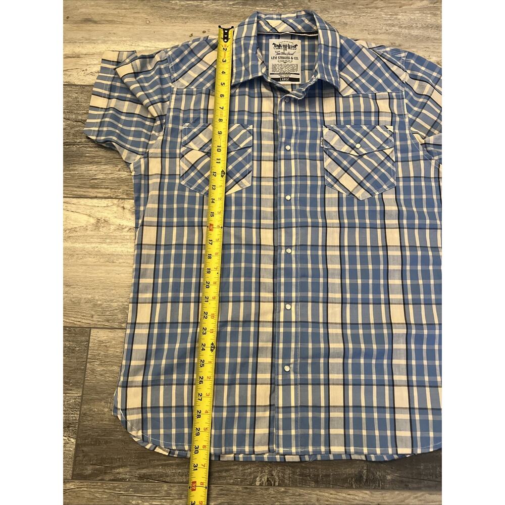 Levis Shirt Mens Large Blue Gray Western Pearl Snap White Tab Rodeo Ranch AMAZIN - Picture 6 of 9